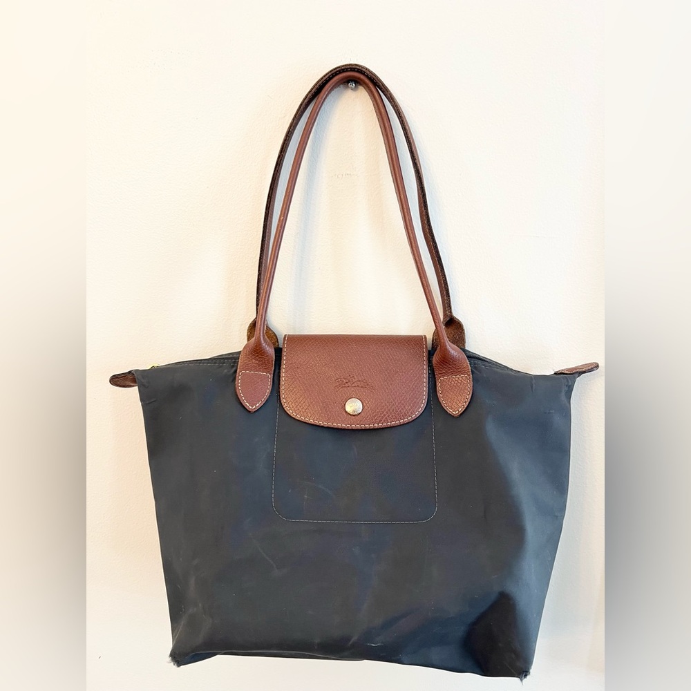 Longchamp Black and Brown Shoulder Bag